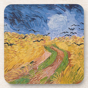 カラスが付いているフィンセント・ファン・ゴッホ のWheatfield、1890年 コースター