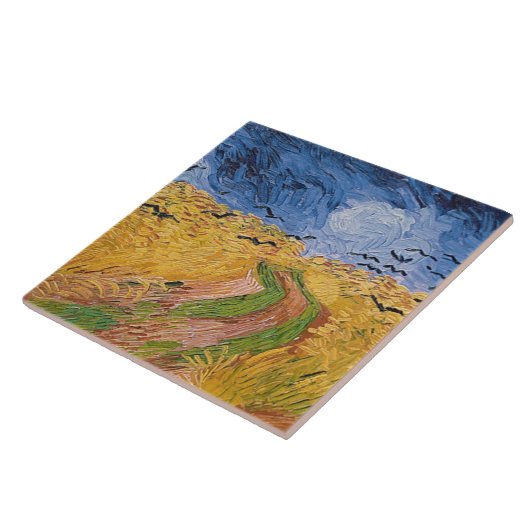 カラスが付いているフィンセント・ファン・ゴッホ|のWheatfield、1890年 タイル (側面)