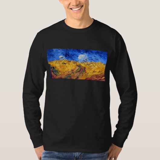 カラスが付いているWheatfield、ゴッホ Tシャツ (正面)
