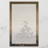 カラスが積み上げた彫刻の上に座る 便箋 (正面)