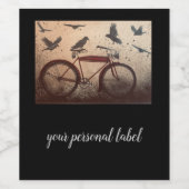 カラスが赤いヴィンテージで集まる ワインラベル (シングルラベル)