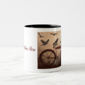 カラスが赤いヴィンテージ ツートーンマグカップ (中央)