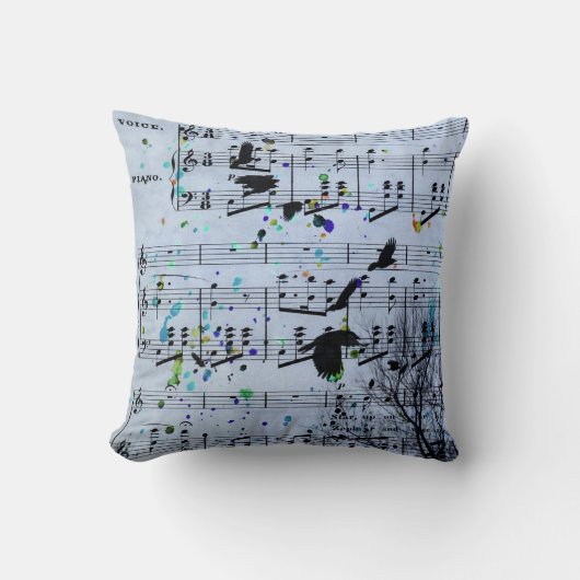 カラスが音楽を検索 クッション (正面)