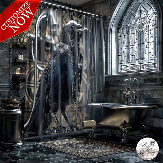 カラスでシャワー シャワーカーテン