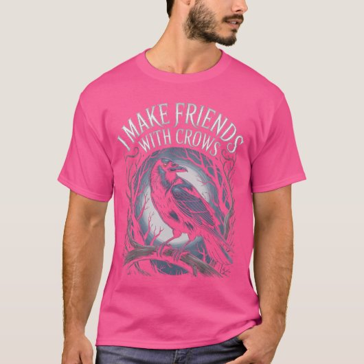 カラスとの友情 動物ゴシック 鳥 動物 楽しい Tシャツ (正面)