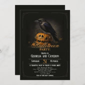 カラスとカボチャのゴシックハロウィーンパーツ 招待状 (正面/裏面)