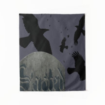 カラスとカラスを持つ神聖なゴシック文字墓石