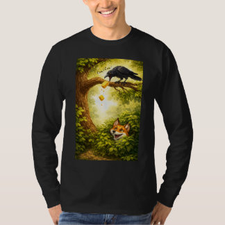 カラスとキツネが餌を共有 Tシャツ