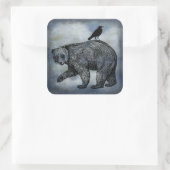 カラスとクマ スクエアシール (バッグ)