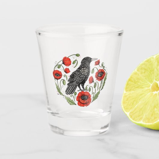カラスとケシ ショットグラス (正面)