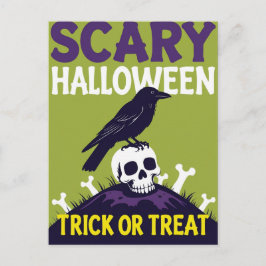 カラスとドクロのハロウィン シーズンポストカード