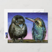 カラスとハチドリ ポストカード (正面/裏面)