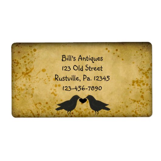 カラスとハートビジネスラベル ラベル (正面)