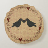 カラスとハート ラウンドクッション (裏面)