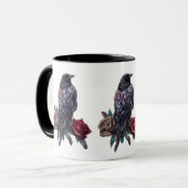 カラスとバラのコーヒー マグカップ (正面左)