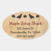 カラスとメープル葉ールのメープルシロップ楕円シール 楕円形シール (正面)