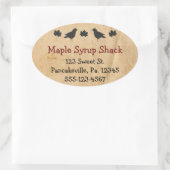 カラスとメープル葉ールのメープルシロップ楕円シール 楕円形シール (バッグ)