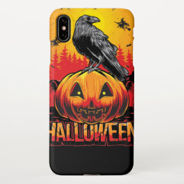 カラスと不気味なハロウィーンのカボチャの頭 iPhone XS MAXケース