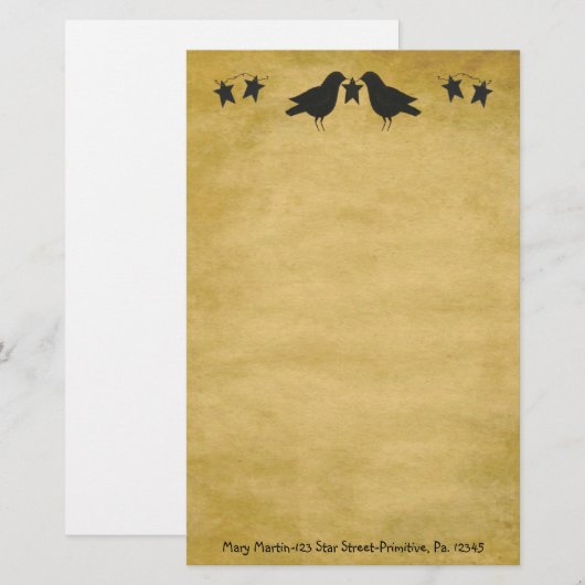 カラスと星の文具 便箋 (正面/裏面)