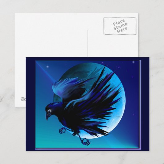 カラスと月_ ポストカード (正面/裏面)