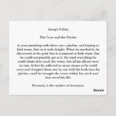 カラスと水差しのポストカード ポストカード (裏面)