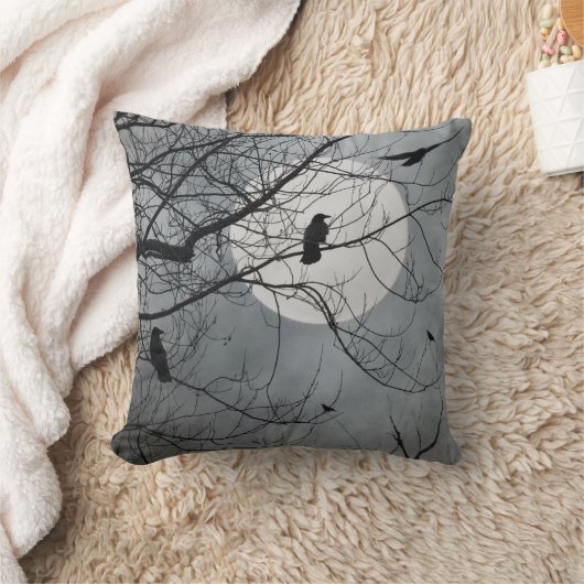 カラスと空の月 クッション (ブランケット)
