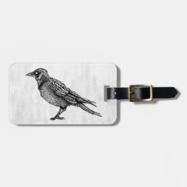 カラスのゴシック様式の白黒バードインクスケッチ ラゲッジタグ