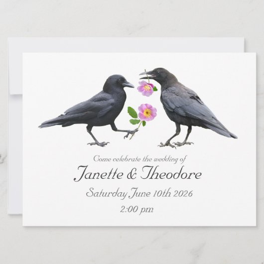 カラスのバラの結婚式招待状 招待状 (正面)