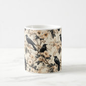 カラスのパターンフローラ木マグ コーヒーマグカップ (中央)