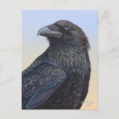 カラスのワタリガラスの日没の絵画の芸術 ポストカード (正面)