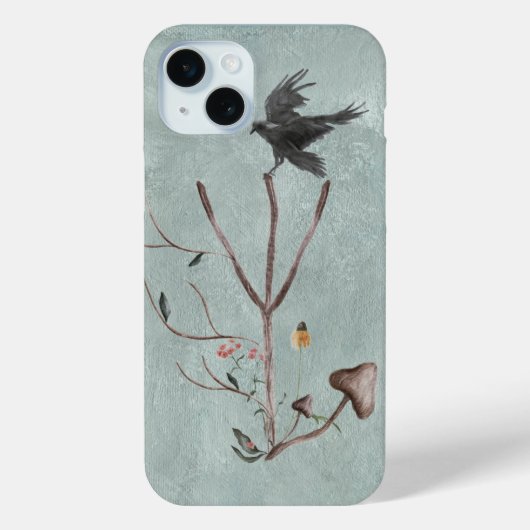 カラスの付いた枝で作られたルーン・アルギズ Case-Mate iPhoneケース (裏面)