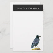 カラスの水彩画の絵画 便箋 (正面/裏面)