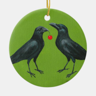 カラスの組w/cherryのオーナメント セラミックオーナメント