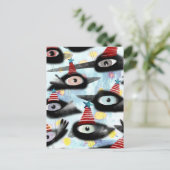 カラスの美しい冬のパーティー ポストカード (スタンド正面)