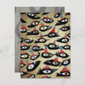 カラスの美しい冬のパーティー ポストカード (正面/裏面)