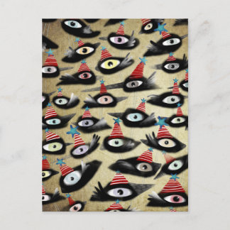 カラスの美しい冬のパーティー ポストカード