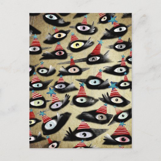 カラスの美しい冬のパーティー ポストカード (正面)