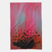 カラスの羽，ブラックバード&ラヴェンス キッチンタオル (縦)