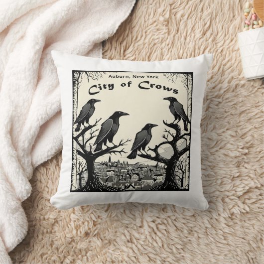 カラスの街 クッション (ブランケット)