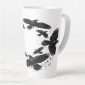 カラスの輪 ― 呪われたインク画 カフェラテマグ (右アングル)