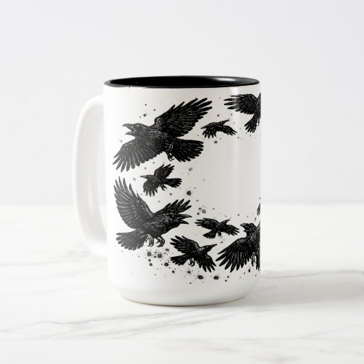 カラスの輪 ― 呪われたインク画 ツートーンマグカップ (正面左)