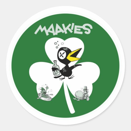 カラスの酒を飲む ラウンドシール (正面)