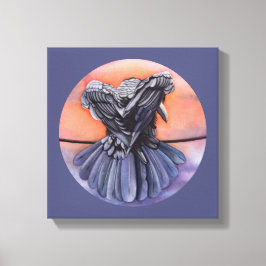 カラスの鳥の芸術を鶏に鳴く波打つ羽 キャンバスプリント