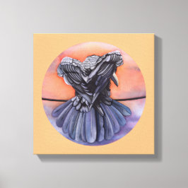 カラスの鳥の芸術を鶏に鳴く波打つ羽 キャンバスプリント