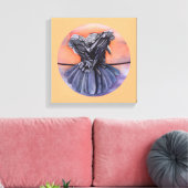 カラスの鳥の芸術を鶏に鳴く波打つ羽 キャンバスプリント (インサイチュ (リビング))