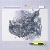 カラスの鳥の青の神秘的なサファイア 薄葉紙 (クラフト)