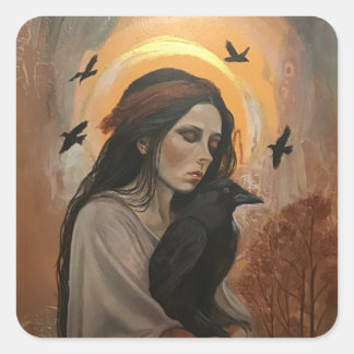 カラスの黒い女性 スクエアシール