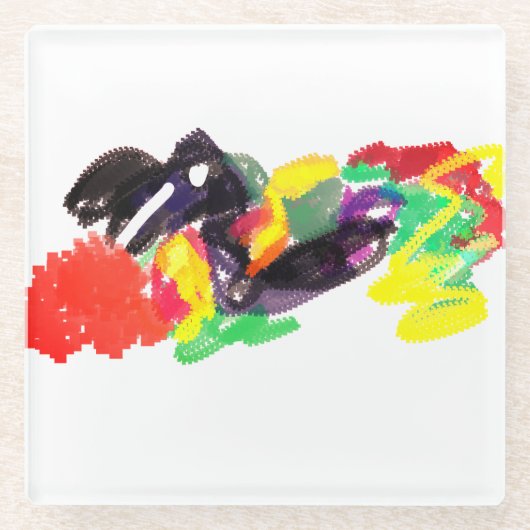 カラスは秋を告げる ガラスコースター (正面)