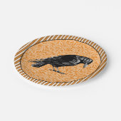 カラスまたはカラスのハロウィーンオレンジと黒 ペーパープレート (アングル)