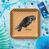 カラスまたはカラスのハロウィーンオレンジと黒 ペーパープレート (パーティー)